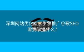 深圳网站优化搜索引擎推广谷歌SEO需要掌握什么？