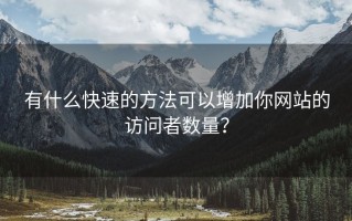 有什么快速的方法可以增加你网站的访问者数量？