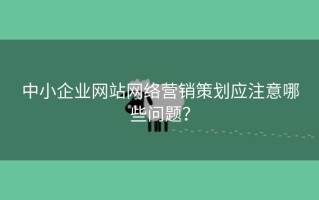 中小企业网站网络营销策划应注意哪些问题？