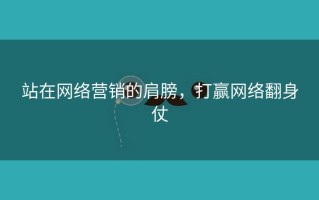 站在网络营销的肩膀，打赢网络翻身仗