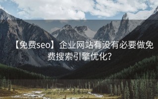 【免费seo】企业网站有没有必要做免费搜索引擎优化？