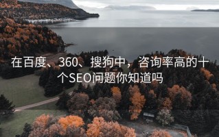 在百度、360、搜狗中，咨询率高的十个SEO问题你知道吗