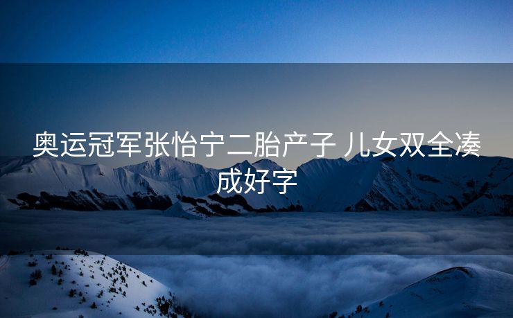 奥运冠军张怡宁二胎产子 儿女双全凑成好字