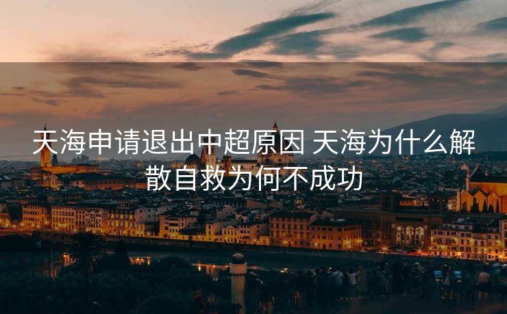 天海申请退出中超原因 天海为什么解散自救为何不成功