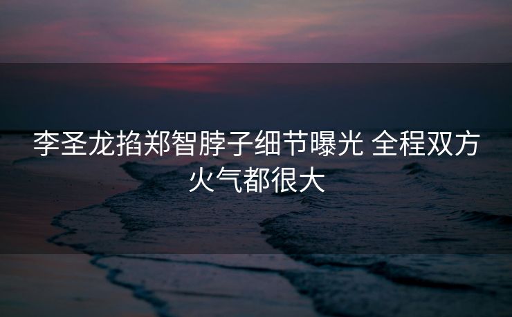 李圣龙掐郑智脖子细节曝光 全程双方火气都很大