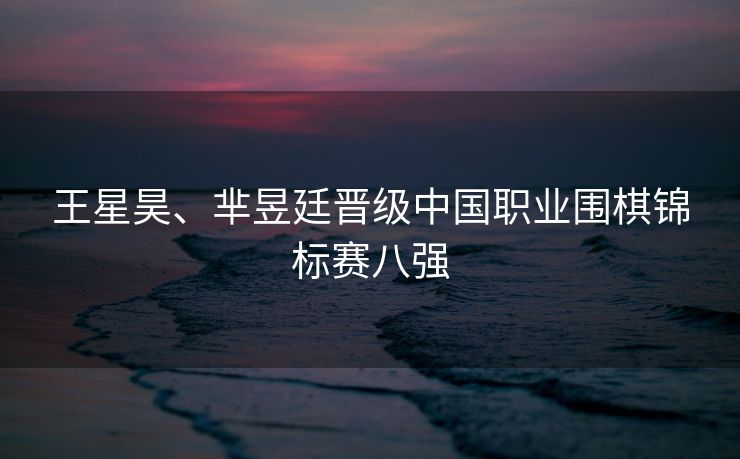 王星昊、芈昱廷晋级中国职业围棋锦标赛八强