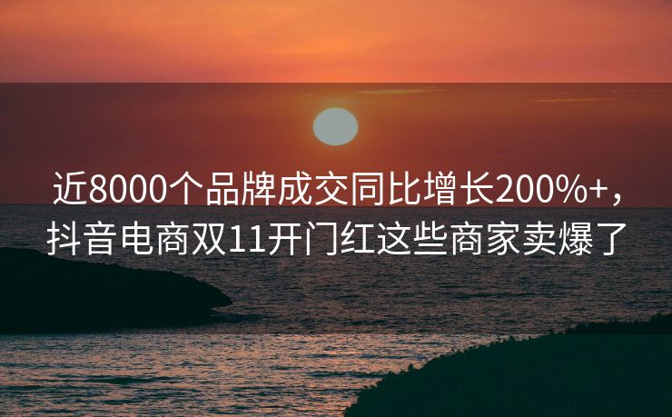 近8000个品牌成交同比增长200%+，抖音电商双11开门红这些商家卖爆了