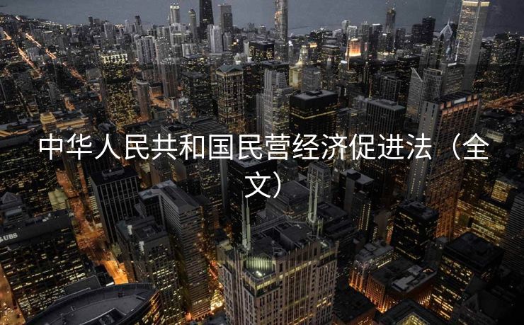 中华人民共和国民营经济促进法（全文）