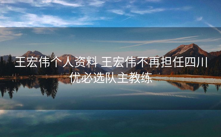 王宏伟个人资料 王宏伟不再担任四川优必选队主教练