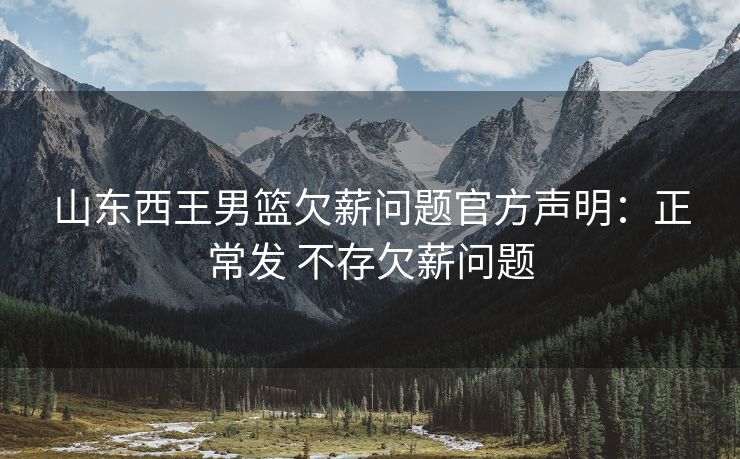 山东西王男篮欠薪问题官方声明：正常发 不存欠薪问题