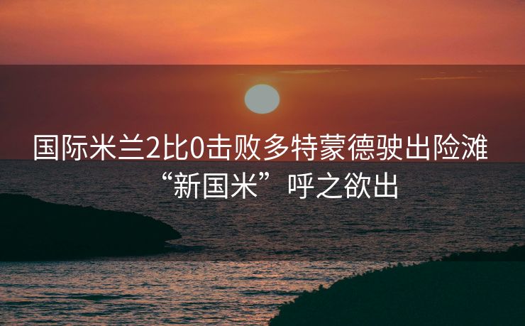 国际米兰2比0击败多特蒙德驶出险滩 “新国米”呼之欲出