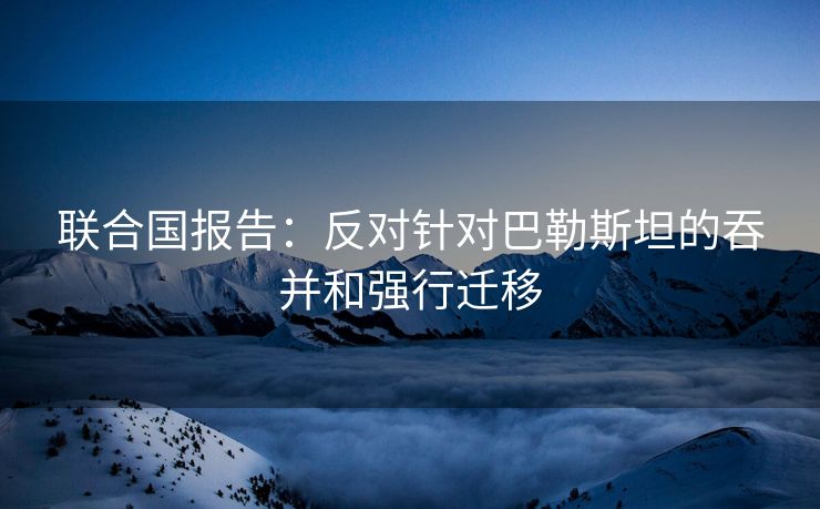 联合国报告：反对针对巴勒斯坦的吞并和强行迁移