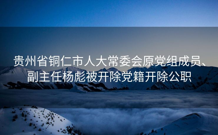 贵州省铜仁市人大常委会原党组成员、副主任杨彪被开除党籍开除公职