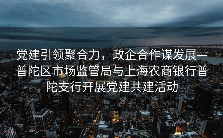 党建引领聚合力，政企合作谋发展—普陀区市场监管局与上海农商银行普陀支行开展党建共建活动