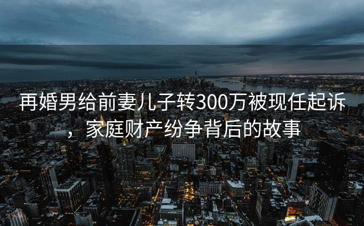 再婚男给前妻儿子转300万被现任起诉，家庭财产纷争背后的故事