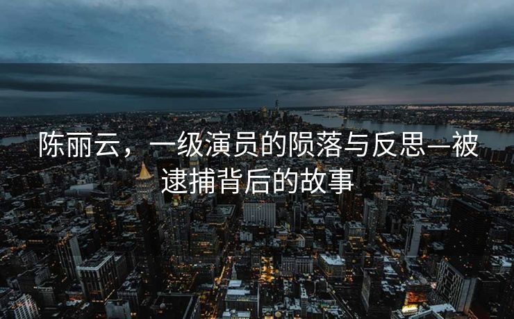陈丽云，一级演员的陨落与反思—被逮捕背后的故事