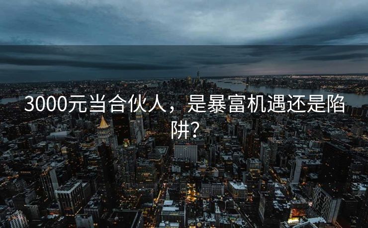 3000元当合伙人，是暴富机遇还是陷阱？