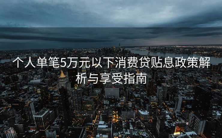 个人单笔5万元以下消费贷贴息政策解析与享受指南