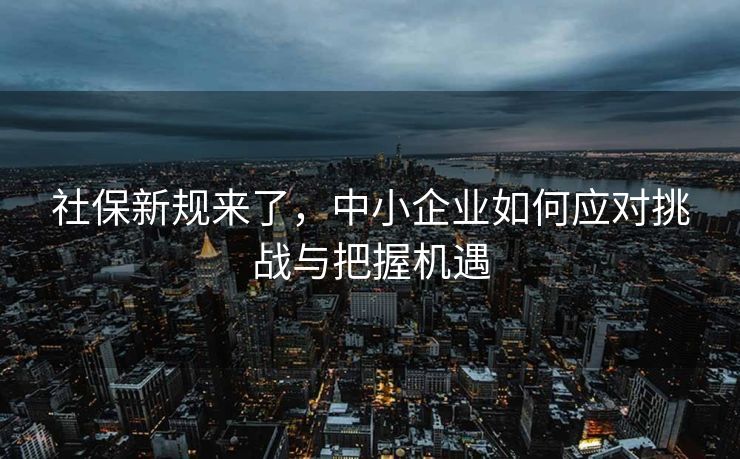 社保新规来了，中小企业如何应对挑战与把握机遇