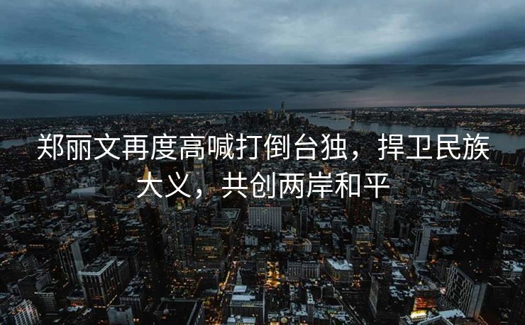郑丽文再度高喊打倒台独，捍卫民族大义，共创两岸和平