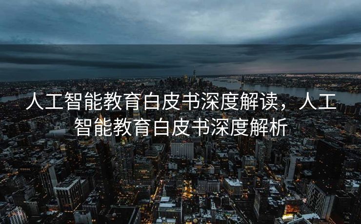 人工智能教育白皮书深度解读，人工智能教育白皮书深度解析