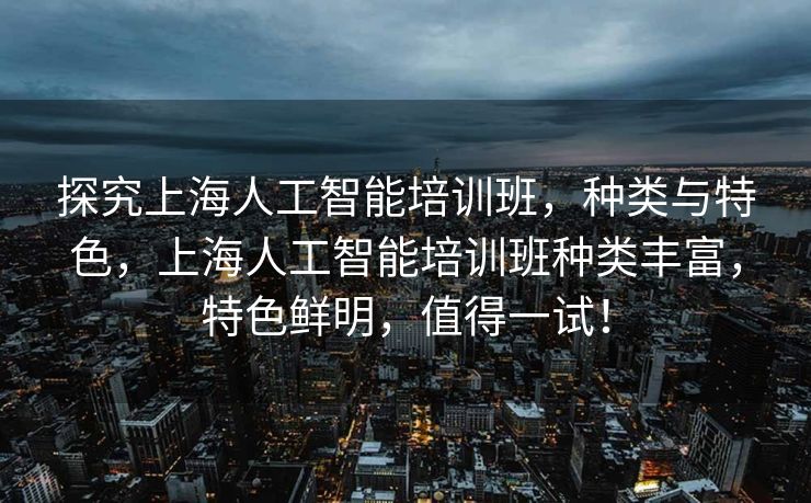 探究上海人工智能培训班，种类与特色，上海人工智能培训班种类丰富，特色鲜明，值得一试！