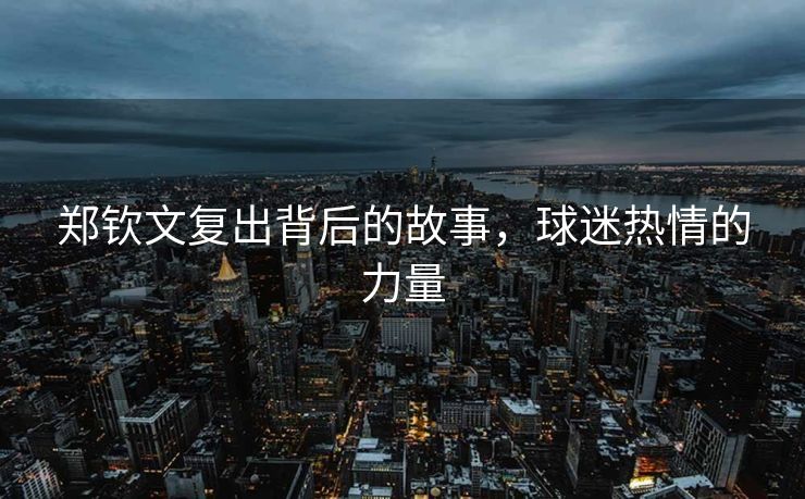 郑钦文复出背后的故事，球迷热情的力量