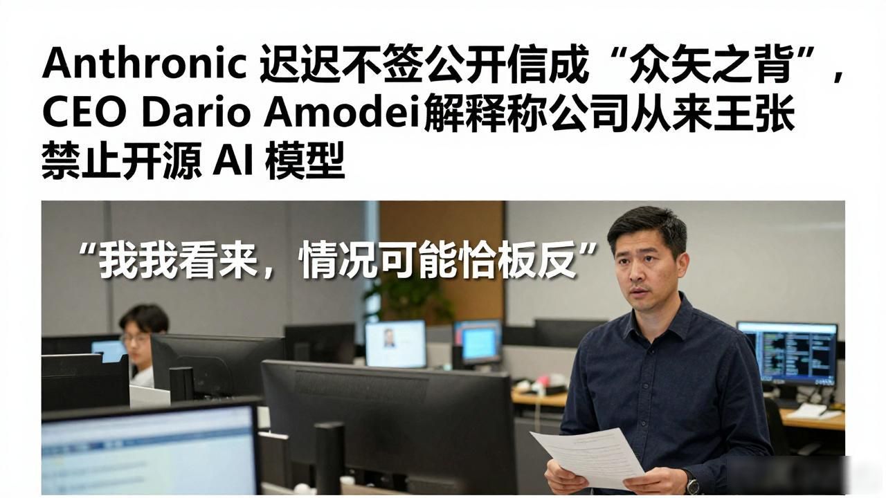 Anthropic 迟迟不签公开信成“众矢之的”，CEO Dario Amodei 解释称公司从未主张禁止开源 AI 模型