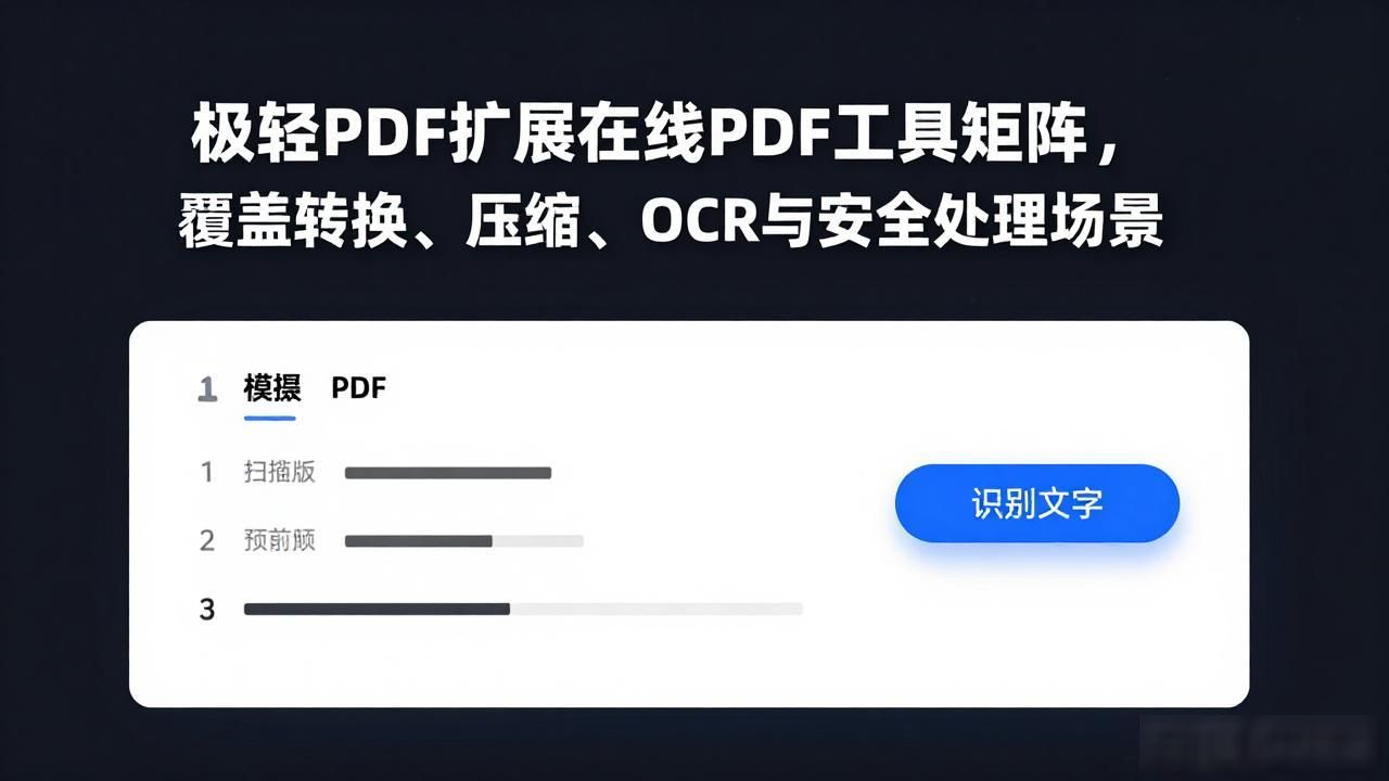 极轻PDF扩展在线PDF工具矩阵，覆盖转换、压缩、OCR与安全处理场景