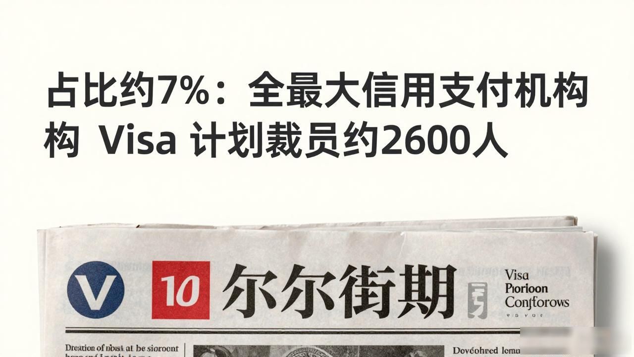 占比约 7%：全球最大信用卡支付机构 Visa 计划裁员约 2600 人