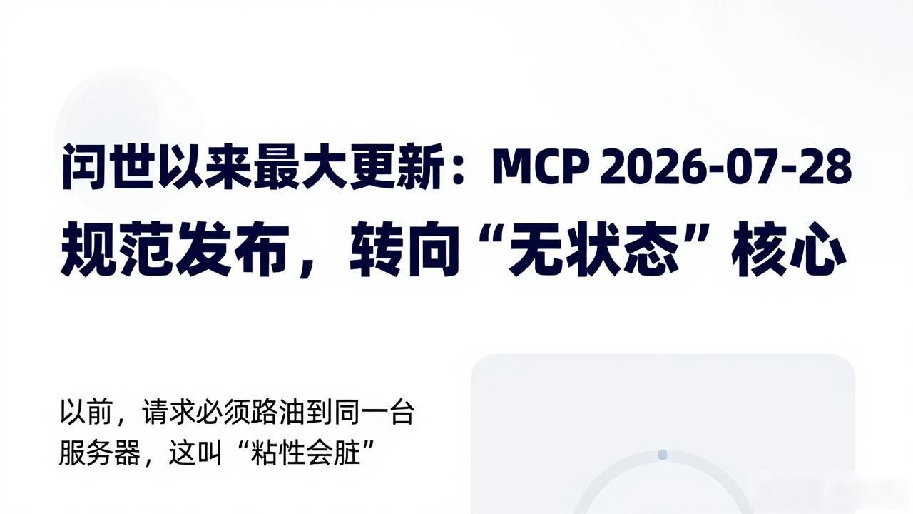 问世以来最大更新：MCP 2026-07-28 规范发布，转向“无状态”核心