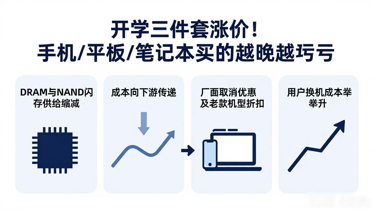 开学三件套涨价！手机/平板/笔记本买的越晚越吃亏