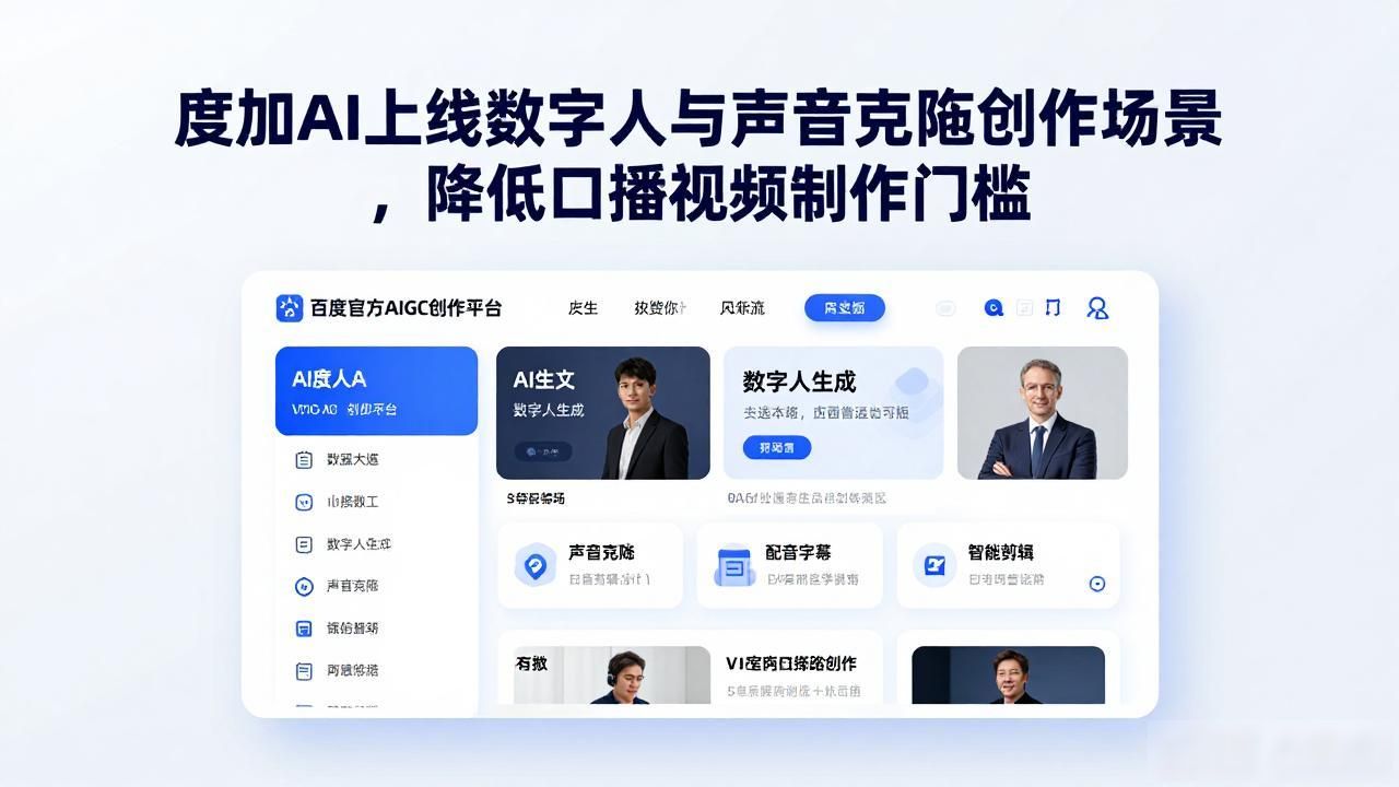 度加AI上线数字人与声音克隆创作场景，降低口播视频制作门槛