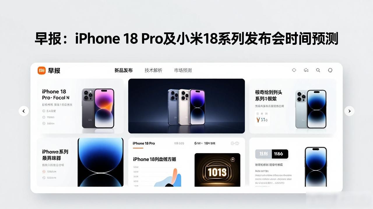 早报：iPhone 18 Pro及小米18系列发布会时间预测