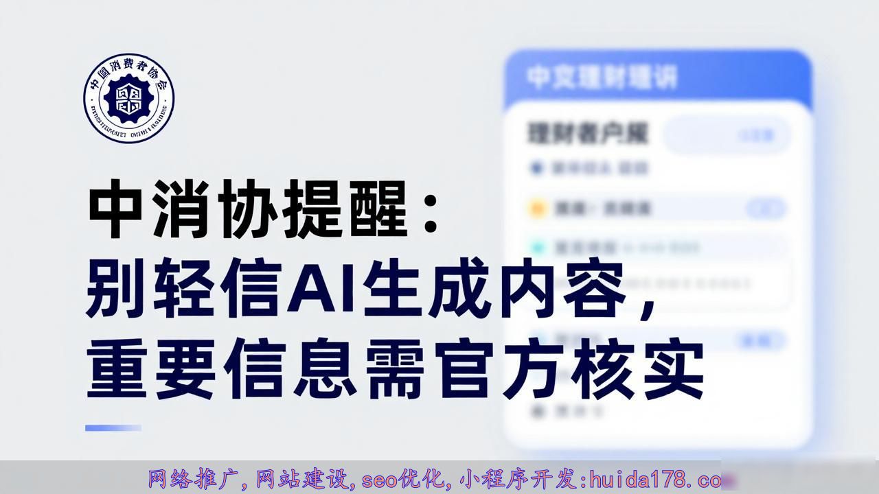 中消协提醒：别轻信AI生成内容，重要信息需官方核实
