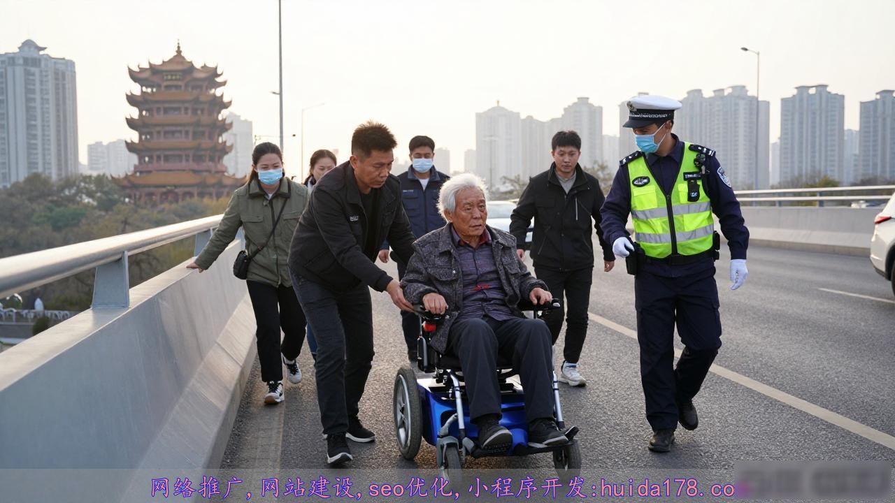 武汉轮椅老人上高架系误入非碰瓷，热心市民交警接力救援