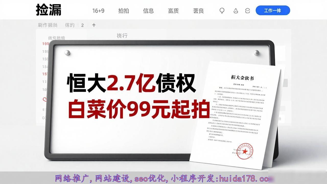 快捡漏！恒大2.7亿债权白菜价99元起拍，你心动了吗？