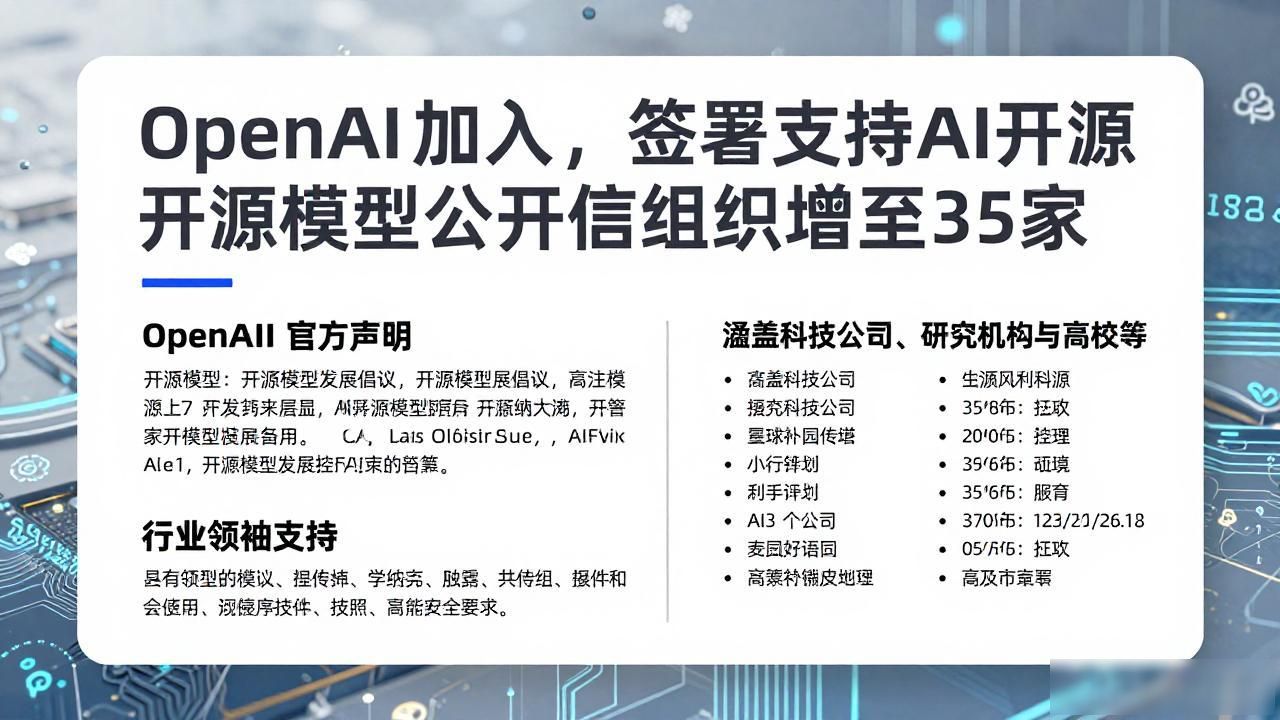 _OpenAI 加入，签署支持 AI 开源模型发展公开信组织增至 35 家_OpenAI 加入，签署支持 AI 开源模型发展公开信组织增至 35 家