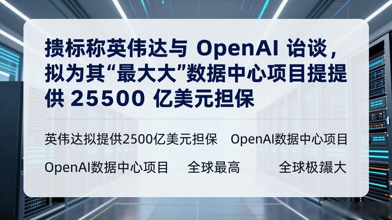 消息称英伟达与 OpenAI 洽谈，拟为其“全球最大”数据中心项目提供 2500 亿美元担保