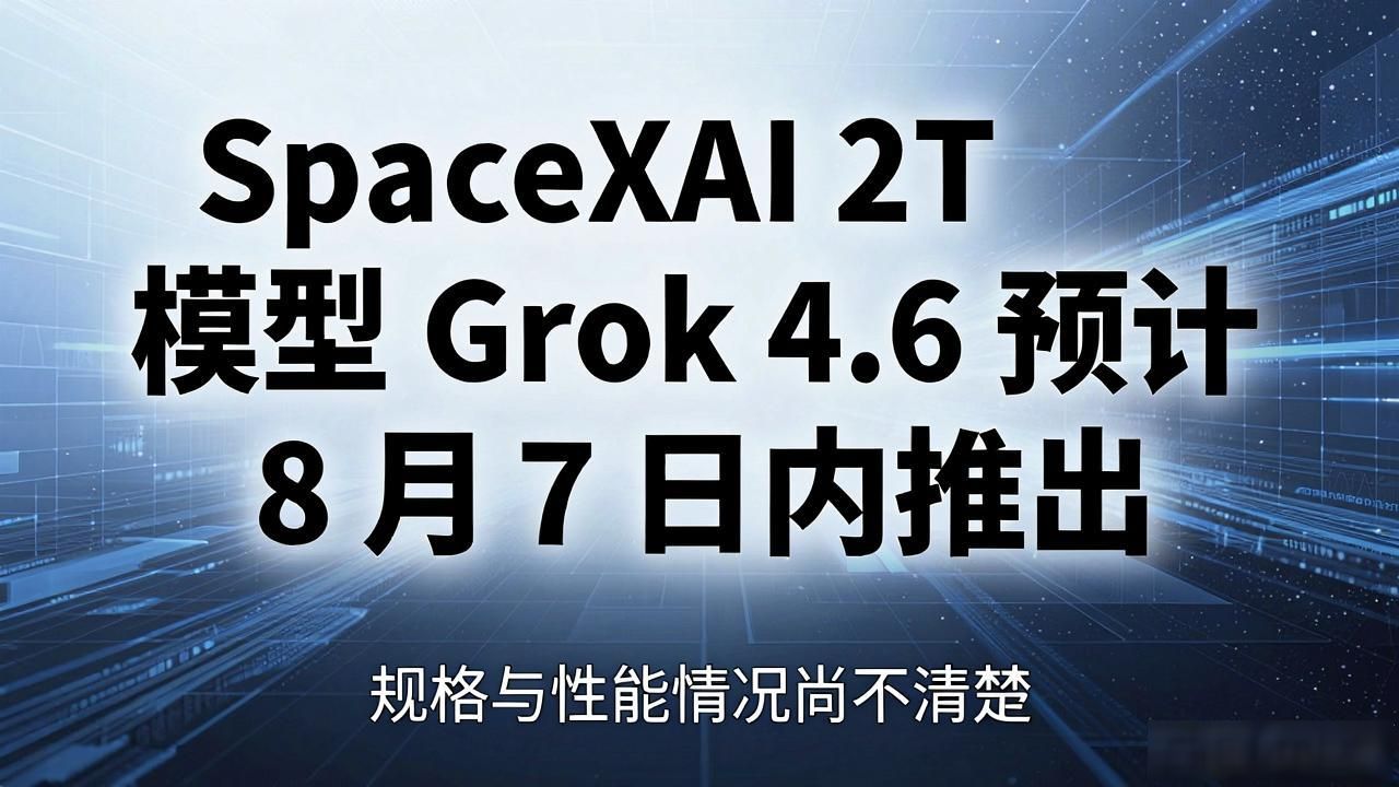 SpaceXAI 2T 模型 Grok 4.6 预计 8 月 7 日内推出